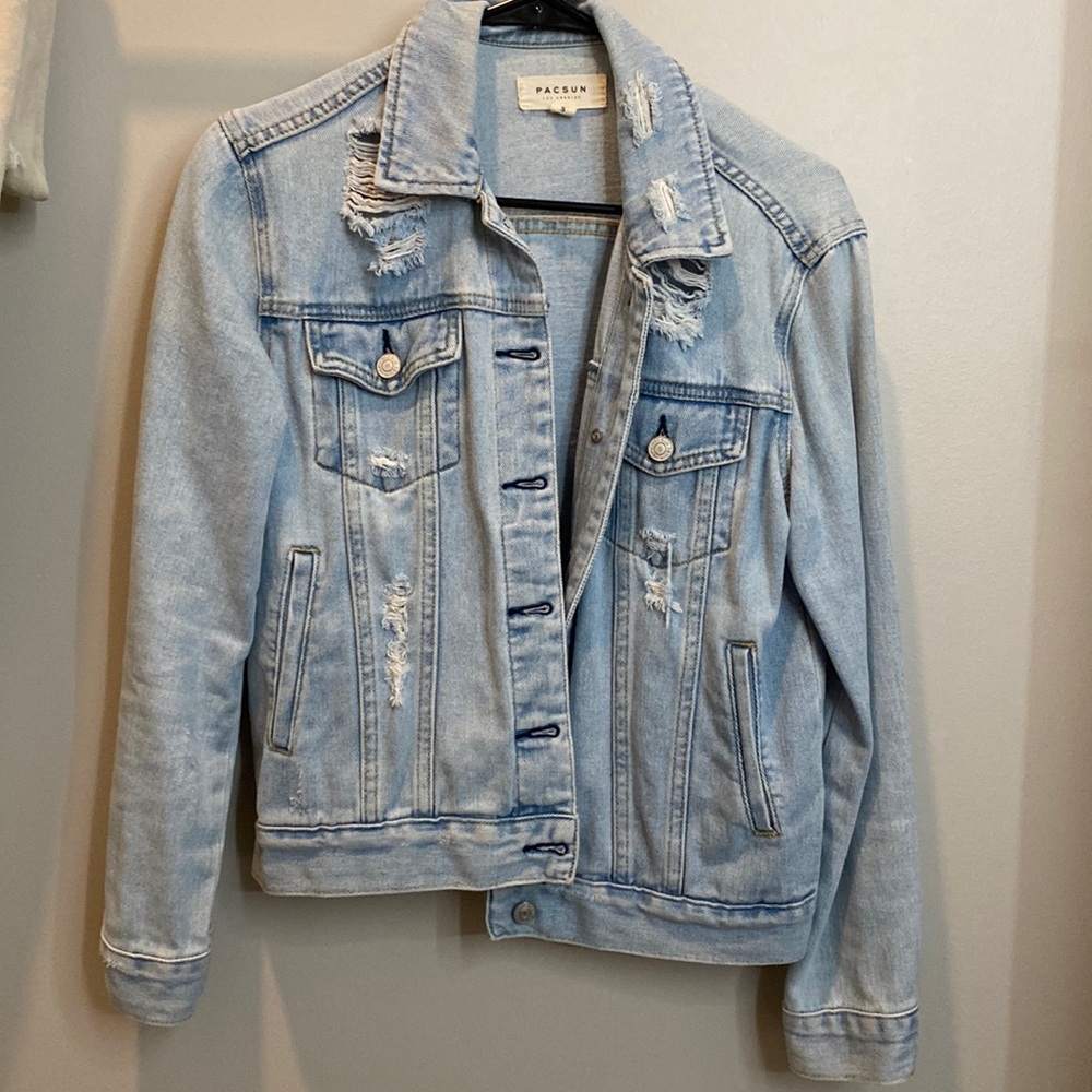 Distressed jean jacket